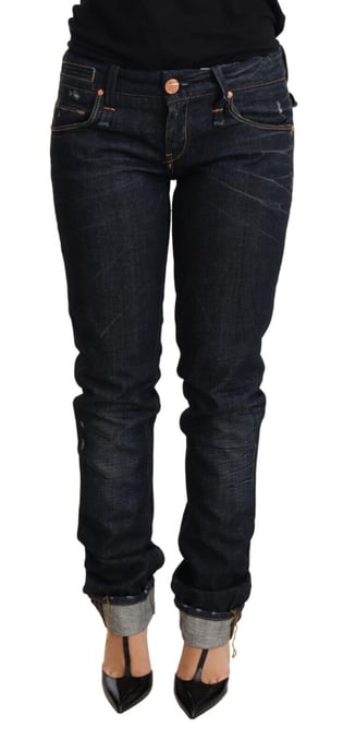 Acht Dark Blue Cotton Slim Fit Jeans