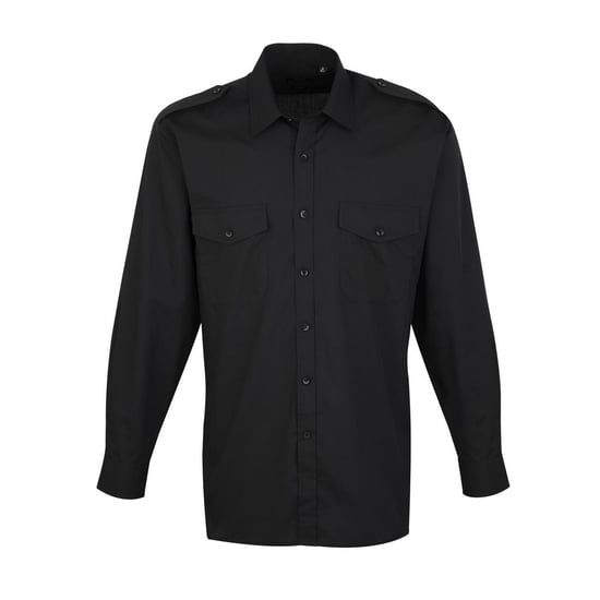 Premier Mens Long-Sleeved Pilot Shirt (Black) - Image 1