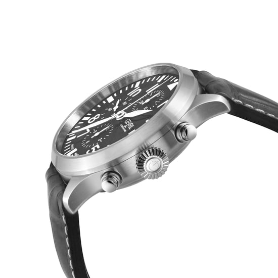 Gevril Vaughn Chronograph Grey Leather Swiss Automatic ETA 7750 Watch