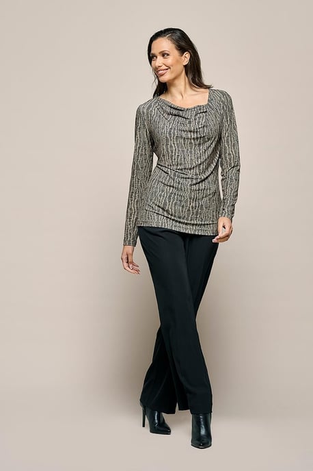 Caitlin Print Top Zwart / Taupe - Image 1