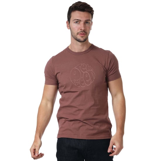 Men's Pretty Green Minoris Logo T-Shirt in Burgundy - Image 1