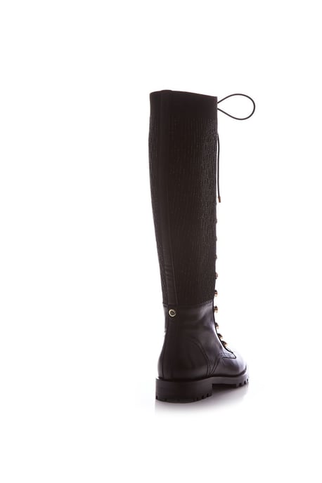'Sanoma' Black Leather Knee High Boots