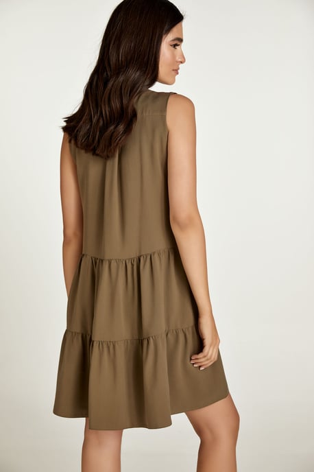 Sleeveless Olive Colour A Line Dress