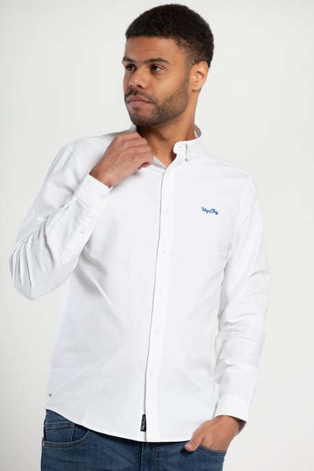 White Cotton Oxford Long-Sleeve Shirt