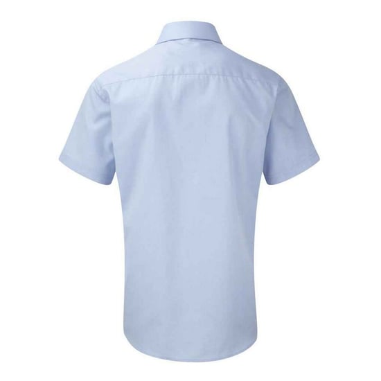 Russell Collection Mens Mini Herringbone Easy-Care Short-Sleeved Formal Shirt (Light Blue)