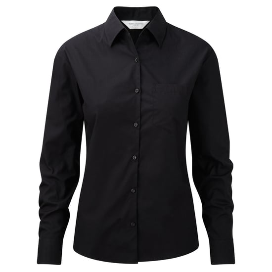 Russell Collection Dames/Dames Katoen Popeline Easy-Care Formeel Overhemd Met Lange Mouwen (Zwart) - Image 1
