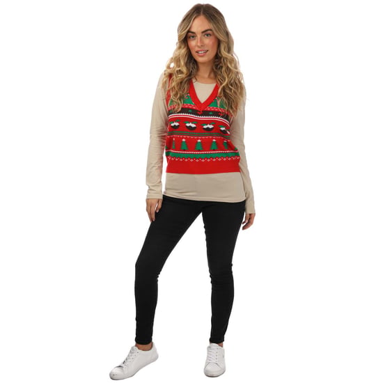 Women's Brave Soul Jacquard Knit Christmas Tank in Red