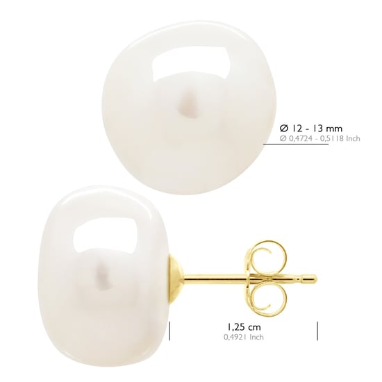 Oorbellen Geel Goud - Echte Gecultiveerde Zoetwaterparels Barok 12-13 mm - Image 2