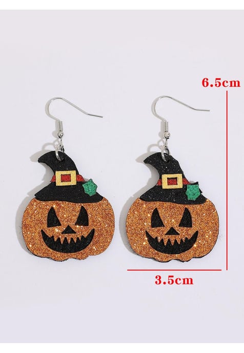 Azura Exchange Women's Halloween Pumpkin Dangle Earrings in Gold Flame - Image 1
