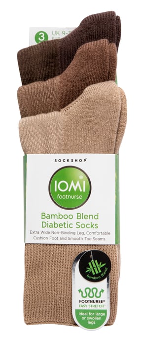 Extra Wide Bamboo Socks for Diabetics by IOMI | 3 Pack | 4 Colours - Image 2
