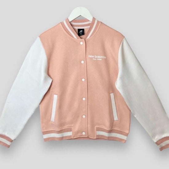 New Balance Womens Varsity Bomber Jacket in Pink - Image 1