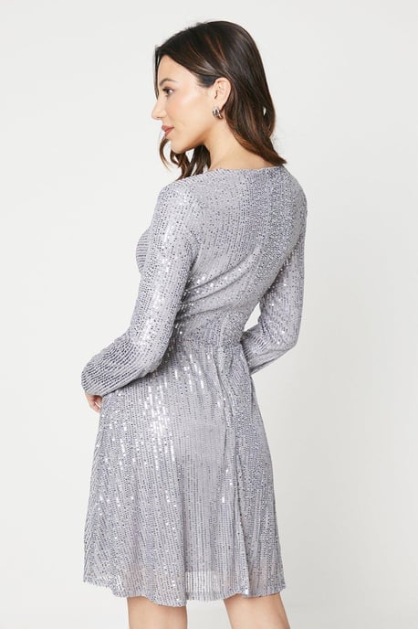 Twist Front Sequin Mini Dress