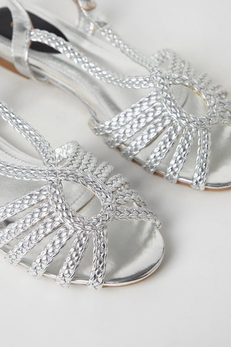 Bronte Plaited Slingback Peeptoe Flat Sandals - Image 4