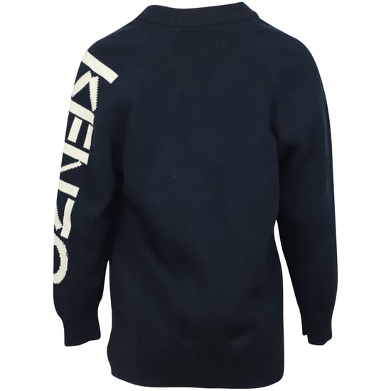 Kenzo Knit Zip Long Cardigan in Navy Blue Cotton - Image 4