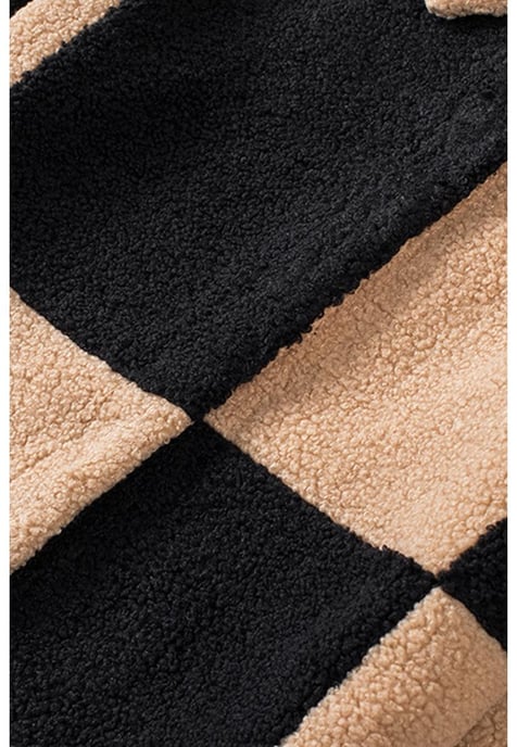 Women's Checkered Sherpa Jacket in Black - Image 6