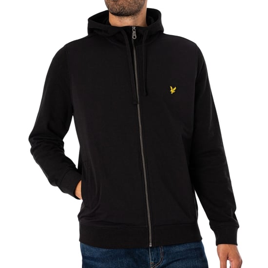 Lyle & Scott Hybrid Zip-Up Jet Black Hoodie - Image 1