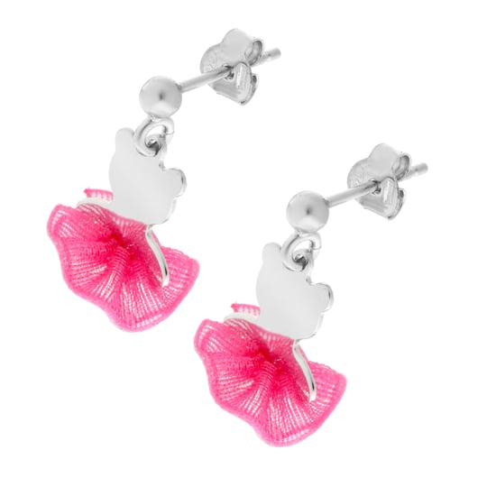 Orphelia 'Bear Bow' Child's 925 Sterling Silver Drop Earrings - Silver ZO-7132