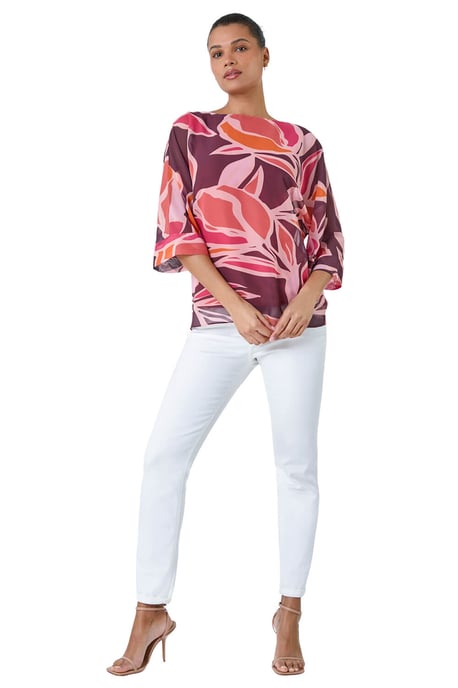 Floral Print Overlay Top