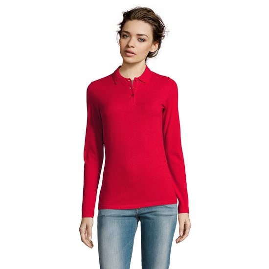 SOLS Dames/dames Perfecte Lange Mouw Pique Polo Shirt (Rood) - Image 5