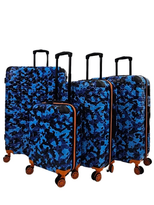 Hardshell Blue Cabin Suitcase Set Robust 8 Wheel ABS Luggage Travel Bags
