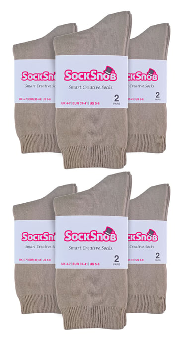 Vanliga bomullsstrumpor för damer | 12 par multipack | Sock Snob | tunna bekväma färgglada ankelstrumpor för damer - Beige - Image 2