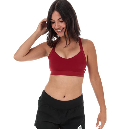 Women's adidas All Me 3-Stripes Sports Bra in Burgundy - Image 4