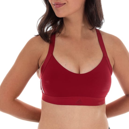 Women's adidas All Me 3-Stripes Sports Bra in Burgundy - Image 6