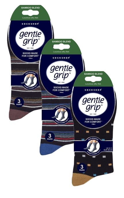 9 Pack Mens Bamboo Socks | Gentle Grip | Extra Wide Loose Top Non Elastic Socks - SOMRM070809 - Image 2