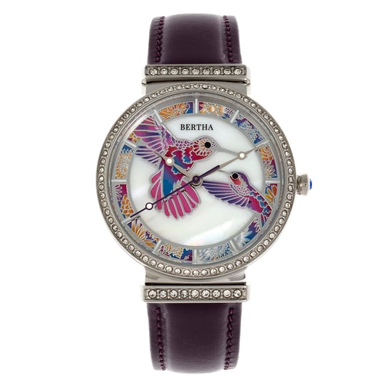 Bertha Emily Mother-Of-Pearl Leather-Band Watch - Image 1