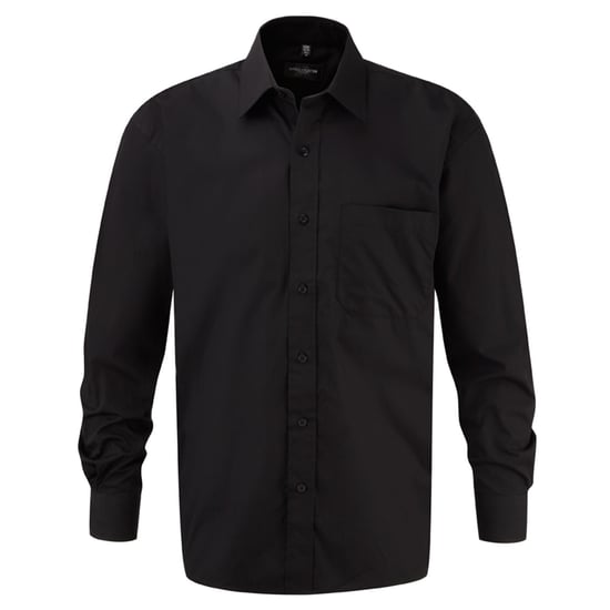 Russell Collection Mens Cotton Poplin Easy-Care Shirt (Black) - Image 1