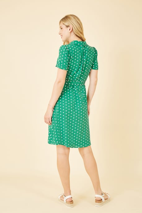 Green Spot Retro Shirt Dress