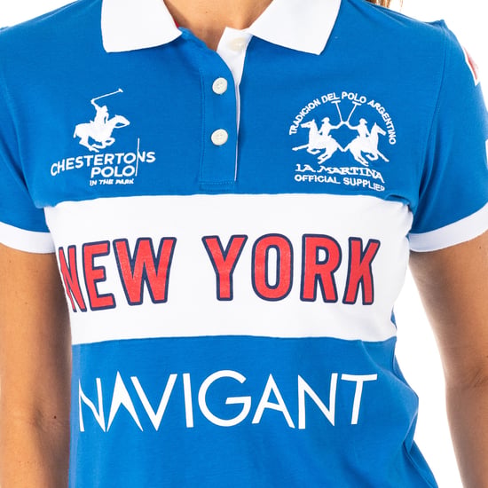 Women's short-sleeved polo shirt with lapel collar 2WPG84