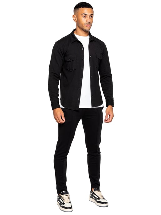 Enzo | Mens Overshirt Tracksuit Set - Black - Image 1