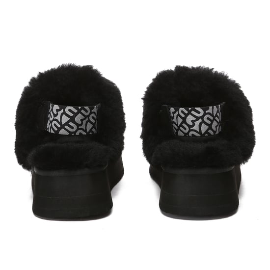 EVER AU Women Wagtail Removable Strap Platform Slippers - Black