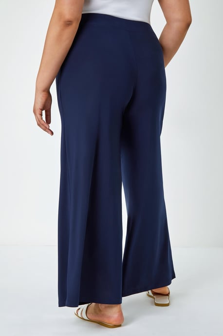 Curve Elastic Waist Wide Leg Trousers - Image 4
