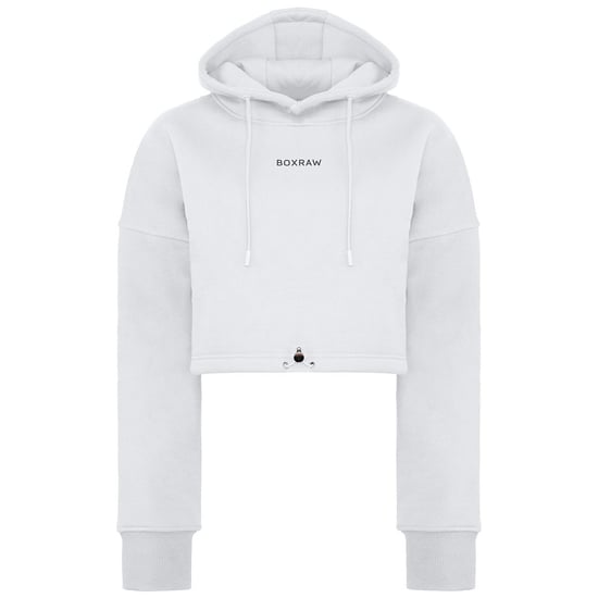 BoxRaw Johnson Womens White Cropped Hoodie - Image 1