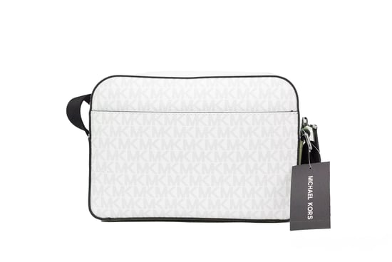 Michael Kors Women's Cooper Small Bright White Palm Signature PVC Utility Crossbody Bag