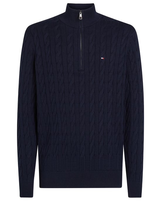Tommy Hilfiger Classic Cotton Cable Mens Half Zip Mock Sweatshirt - Image 6