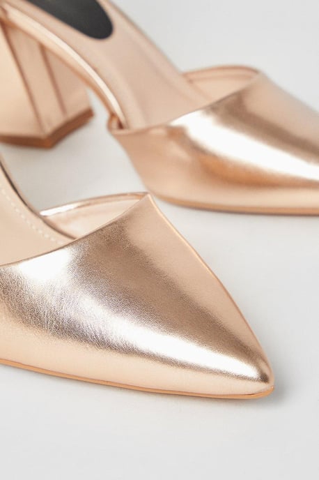 Blanche Ankle Strap Pointed High Block Heel Court Shoes - Image 4