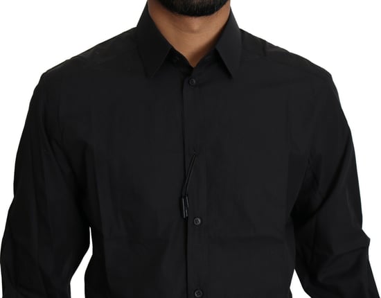 Dolce & Gabbana Svart Bomullsformell Klänning Herr Topp Herrskjorta - Image 4