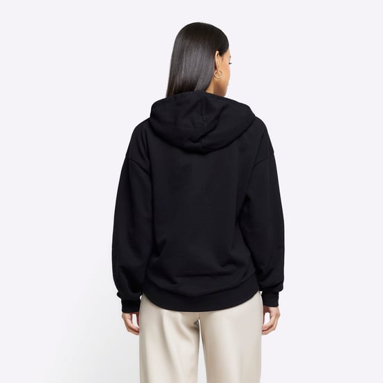 River Island Womens Hoodie Black Embroidered