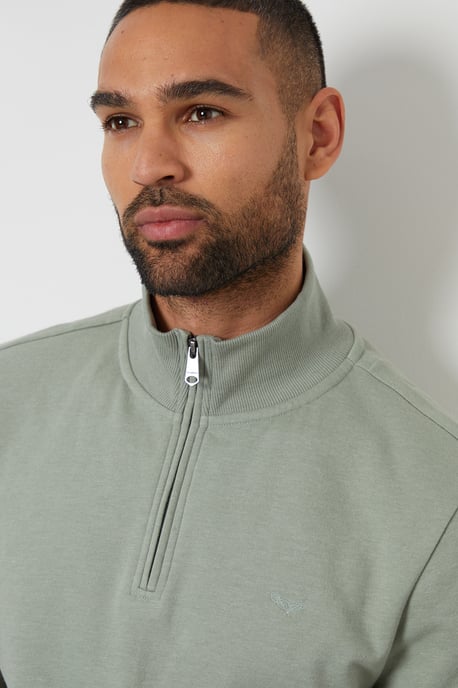Pale Green Men's Sage Quarter Zip Sweatshirt