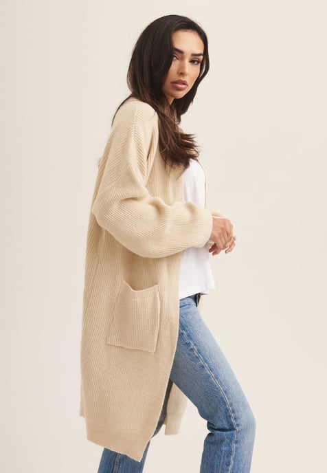 Fine Knit Pocket Edge to Edge Cardigan - Image 2