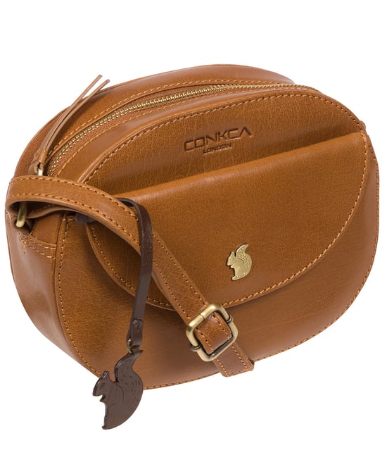 Una' Dark Tan Leather Cross Body Bag
