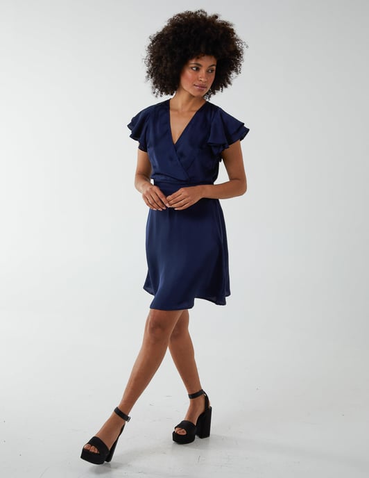 Double Angel Sleeve Wrap Dress