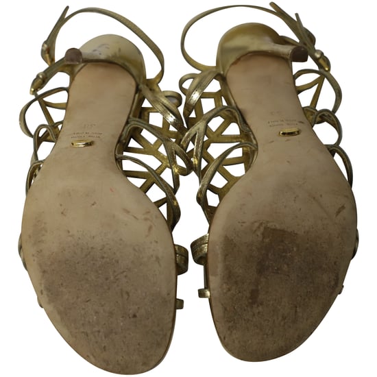 Sergio Rossi Puzzle Caged Sandals in Gold Leather - Image 5