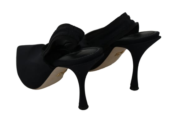 Dolce & Gabbana Black Jersey Stretch Heels Slingback Shoes