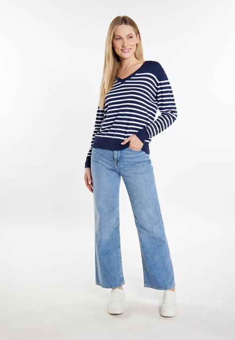 Dreimaster Knitted pullover women marine white - Image 2
