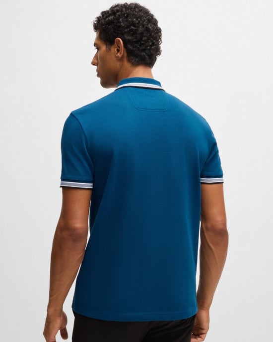 BOSS Green Paddy Mens Cotton-Piqué Polo Shirt with Contrast Logo