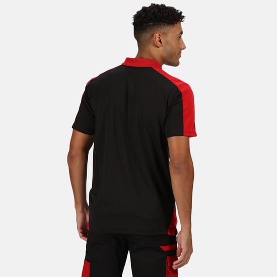 Regatta Herencontrast Coolweave Polo Shirt (Zwart/Klassiek Rood) - Image 4